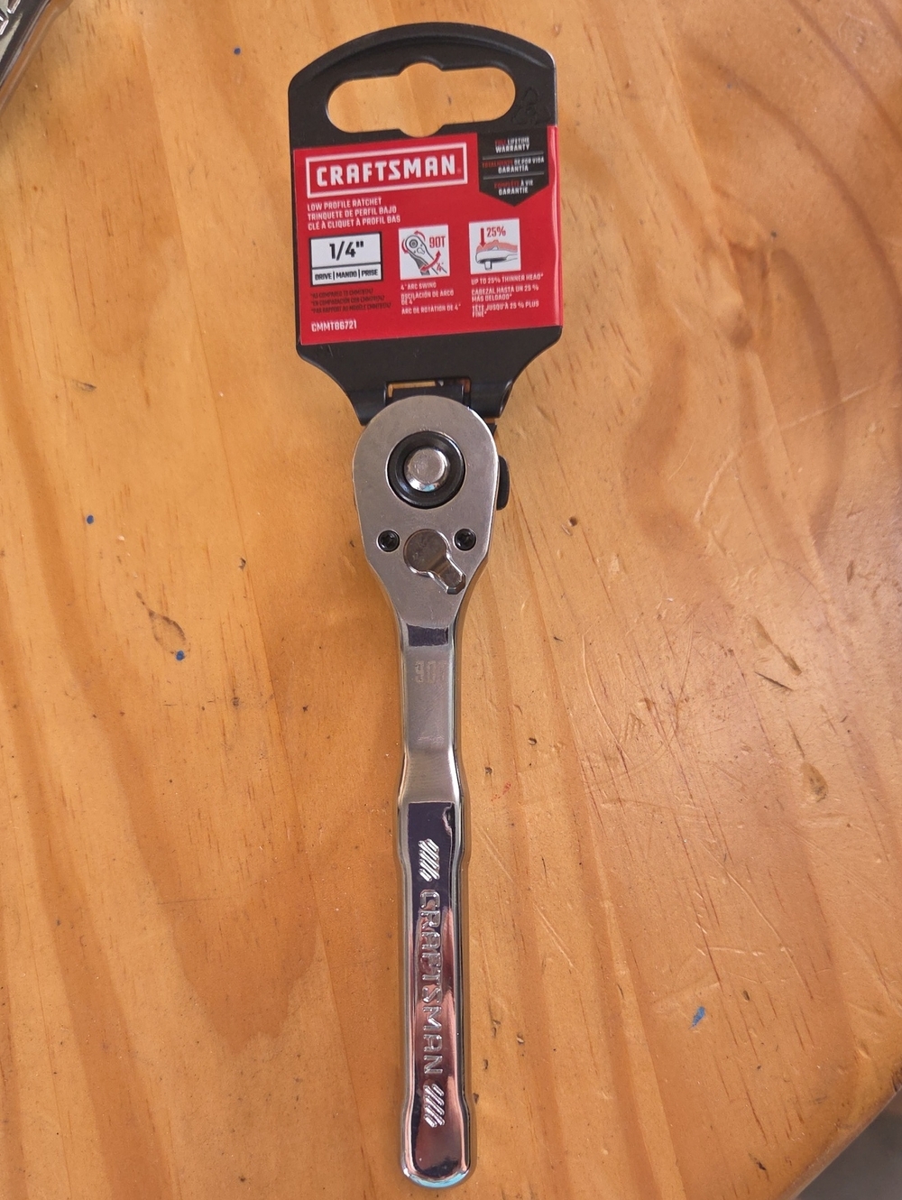 Craftsman Silver Ratchet Wrench 1/4" Drive Low Profile New With Tags